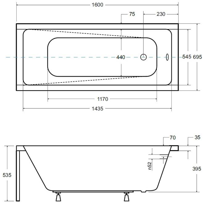 Badewanne Modern 160/70