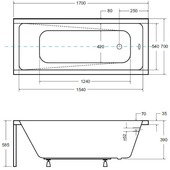 Badewanne Modern 170/70