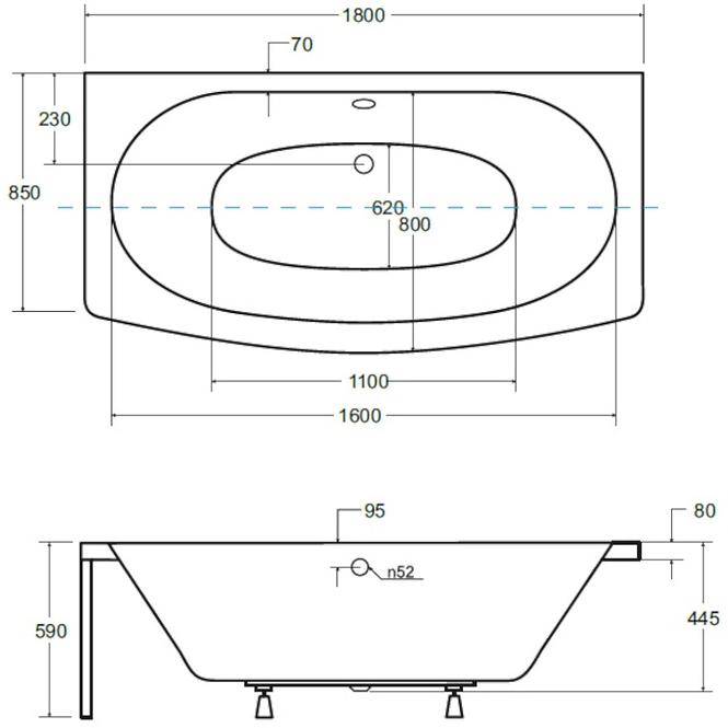 Badewanne Telimena 180/85 + Füße