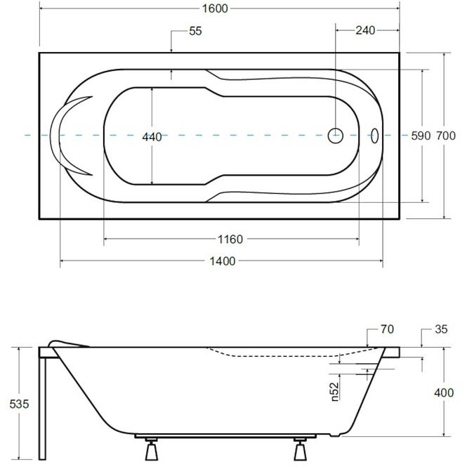 Badewanne Bona 160/70