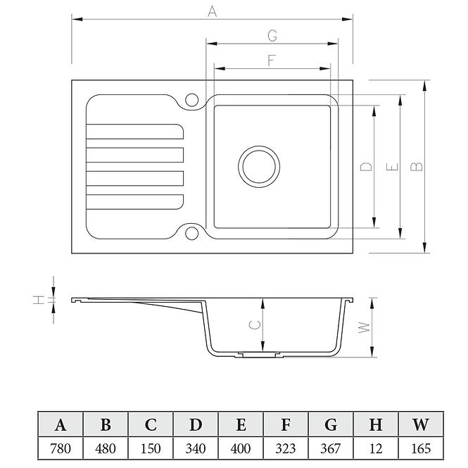 Spüle 1K 780x480 grau