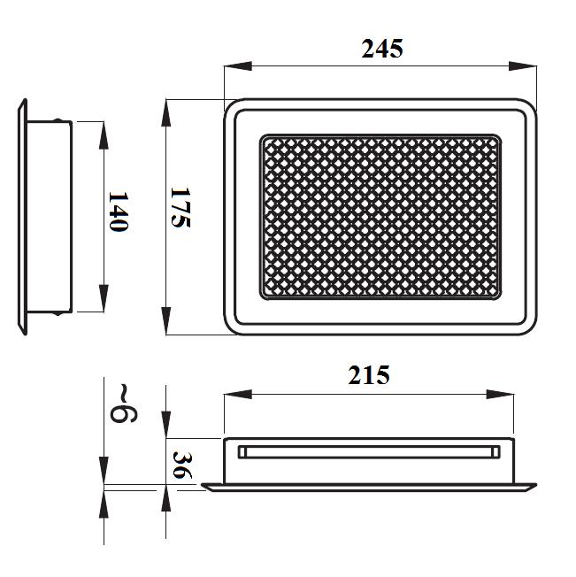 Kamingitter KZ3-ML-Ami altes Kupfer 175x245