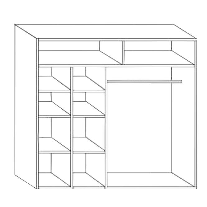 Schrank Ola 200cm Weiß/Spiegel