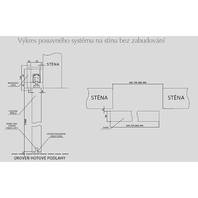 Schiebetür Eliza 4*4 60L weiß