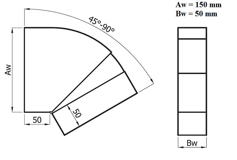 Einstellbares Knie KLN150x50/45-90-OC