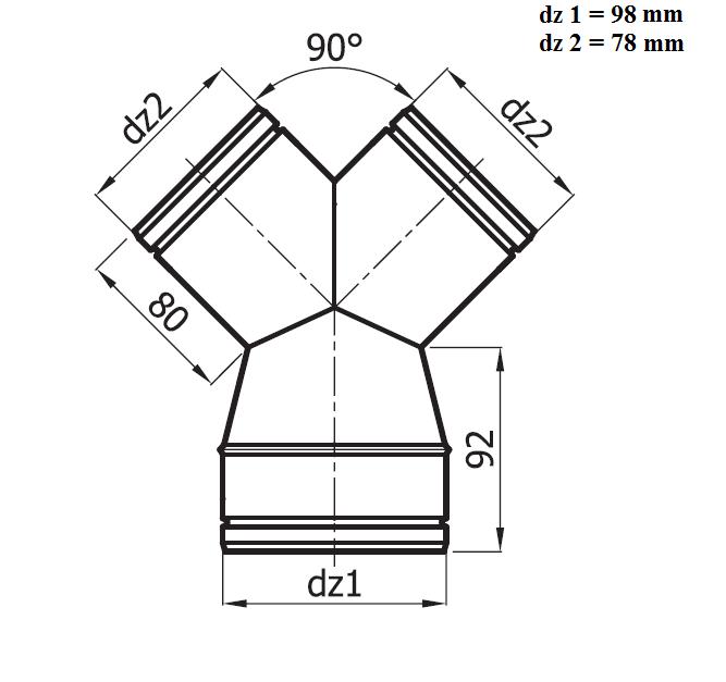 Reduktion Abzweigung YRS100-2X80/12/C-OC