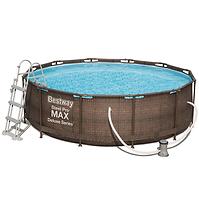 Stahlrahmenpool + Filter 3,66x1 m rattan 56709