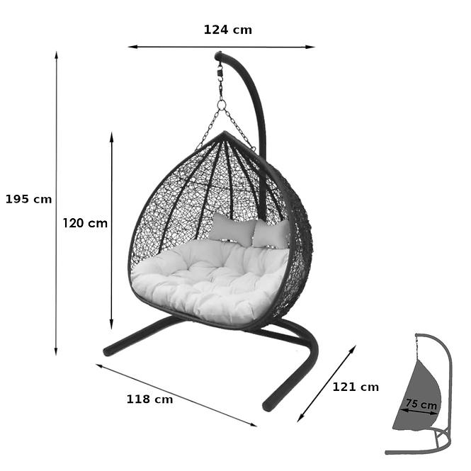 Gartenhängesessel + Kissen Dubaj schwarz