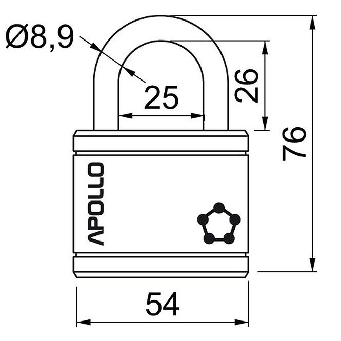 Stahl Vorhängeschloss APOLLO 54