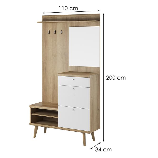 Garderobe Primo Eiche Riviera/weiß 110 cm