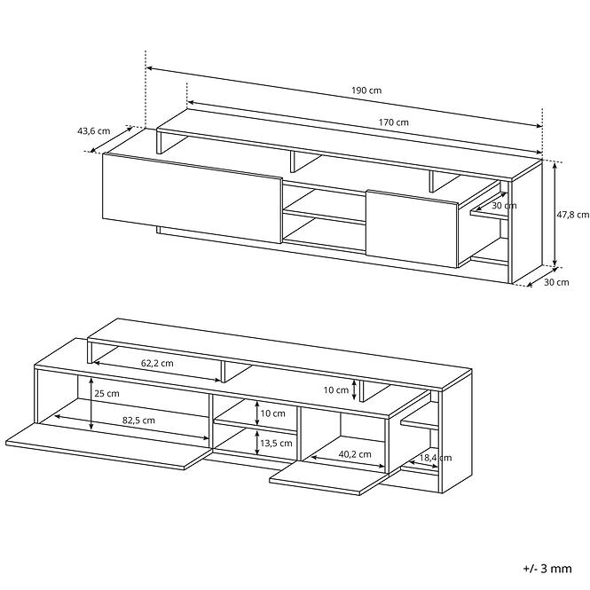 Wohnwand Alva 260cm Grande Eiche/Weiß Matt