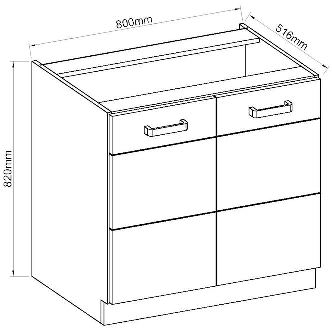 Küchenzeile Artisan Weißer Glanz 80d 2f Bb