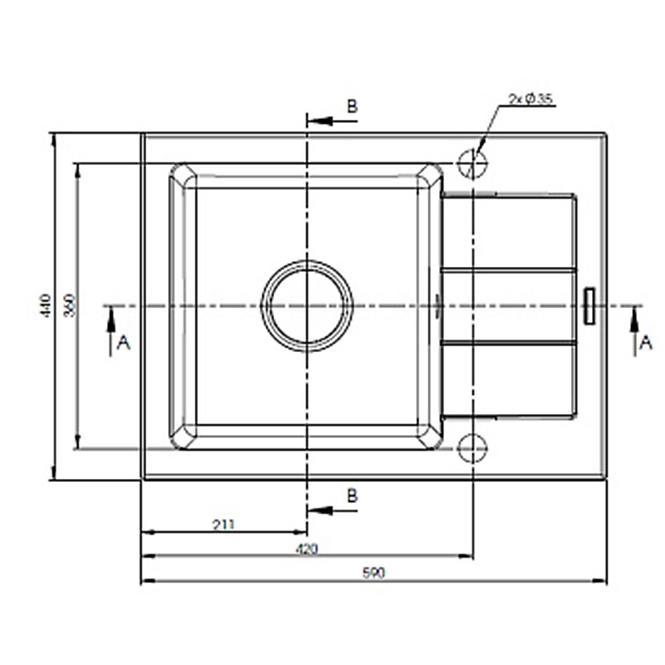 Spüle Kreta 590x440 Grau