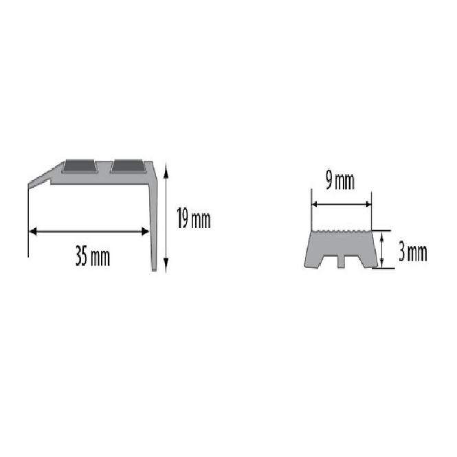 Treppenprofi mit gummi LSS ZG 1,0 C0 siber