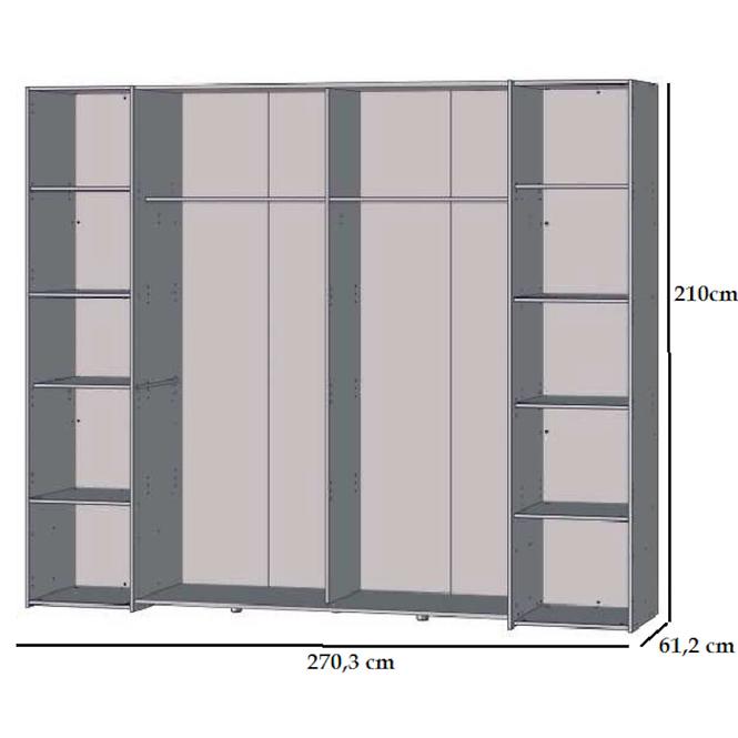 Schrank Narago 270cm Eiche Aristan/Beton