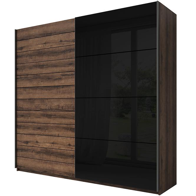 Schrank Galaxy 200cm eiche monastery/schwarz glas