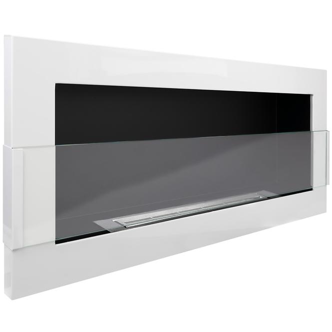 Bio Kamin 900x400 weißer Glanz mit Glas