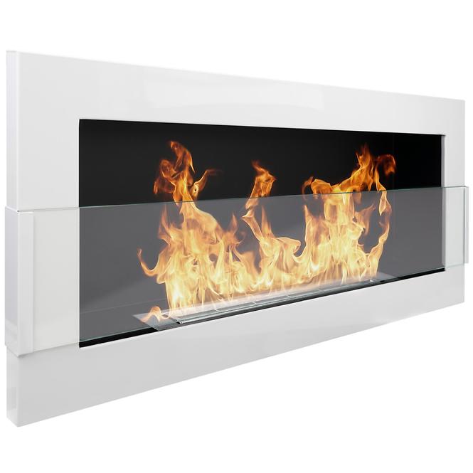 Bio Kamin 900x400 weißer Glanz mit Glas