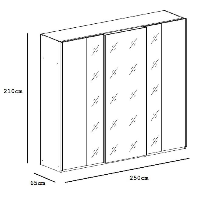 Schrank Praha 250cm Eiche Wotan/Spiegel