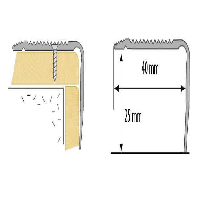 Treppenprofil gerillt LSR 40X25 1,0 C-0 silber