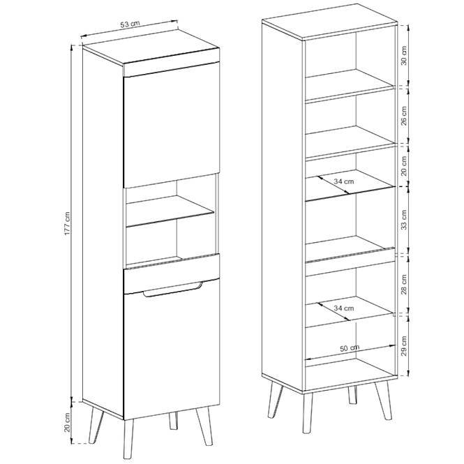 Vitrine Nordi 53cm Eiche Artisan