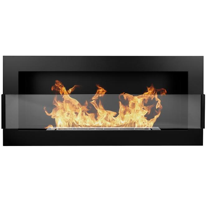 Bio Kamin 900x400 Schwarz strukturell mit Glas