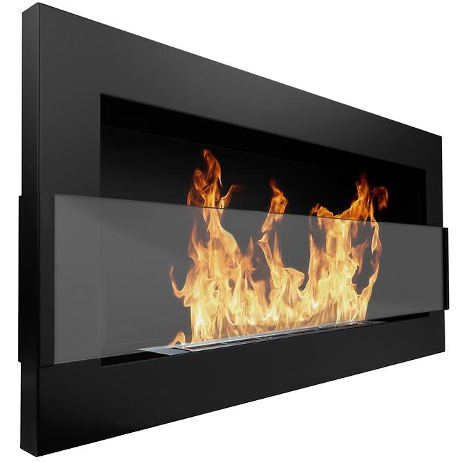 Bio Kamin 900x400 Schwarz strukturell mit Glas