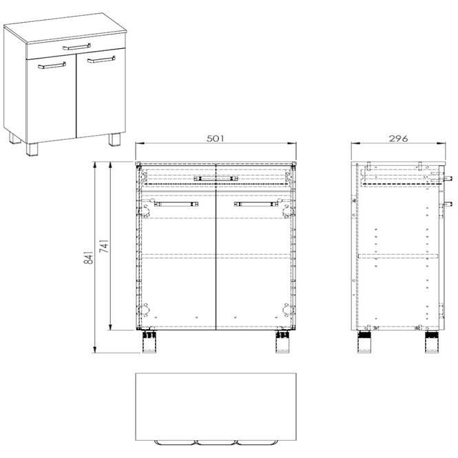 Kommode Uno 50 2D1S white