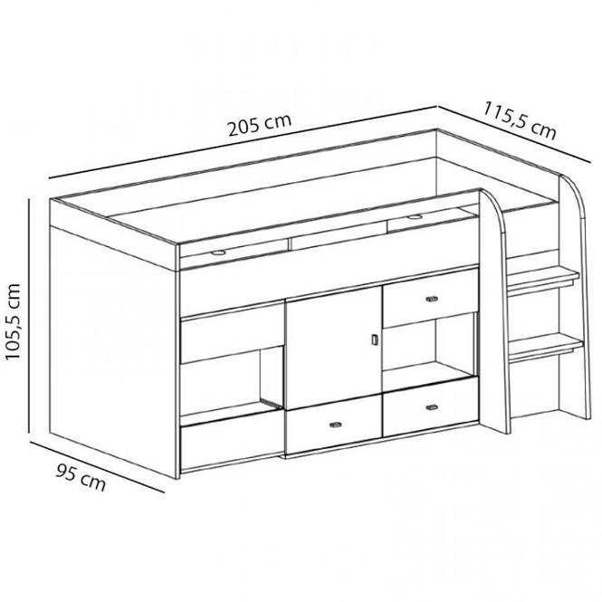 Stockbett Mobi  Weiß/Türkis