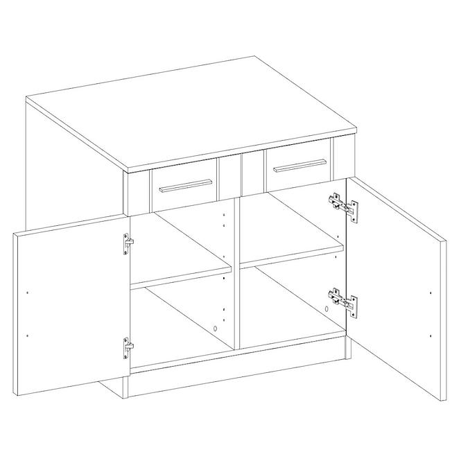 Kommode Paris 69cm Weiß/Eiche Sonoma