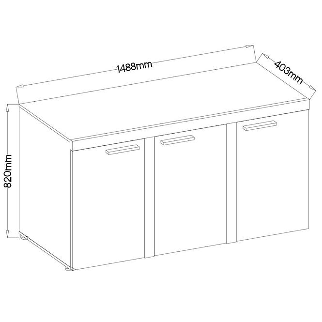 Kommode Rumba 149cm Beton