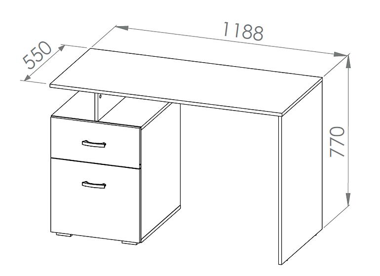 Schreibtisch Miu 119cm Eiche Wotan/Weiß