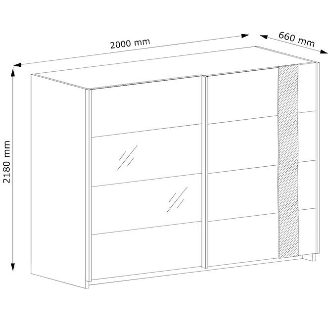 Schrank Wood 200cm Weiß/Wotan