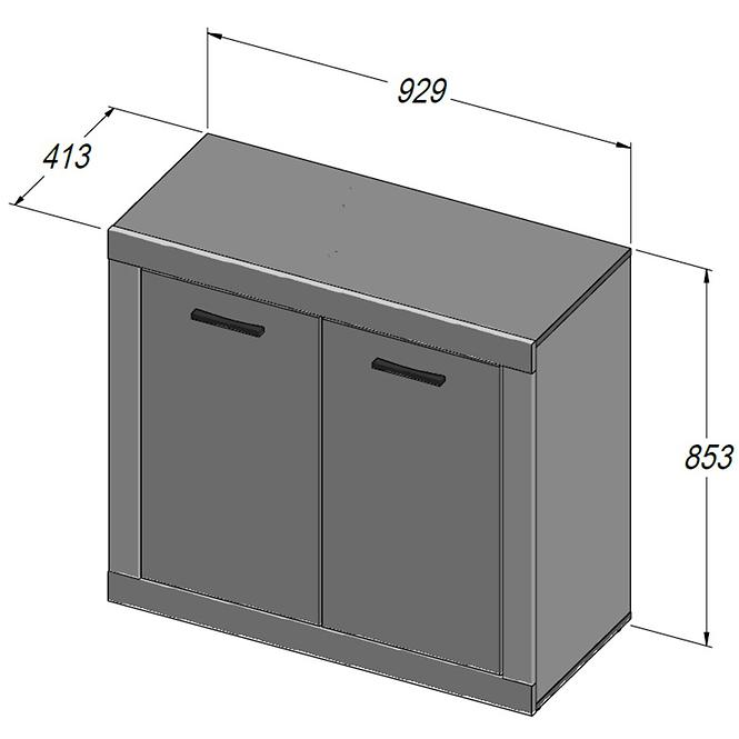 Kommode Trass 93cm Eiche/Schwarz