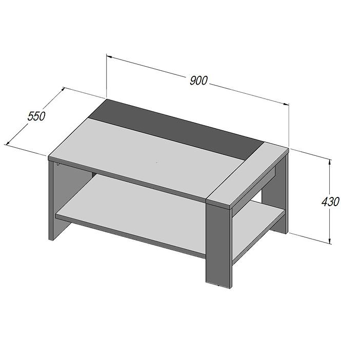 Couchtisch Trass 90cm Eiche/Schwarz