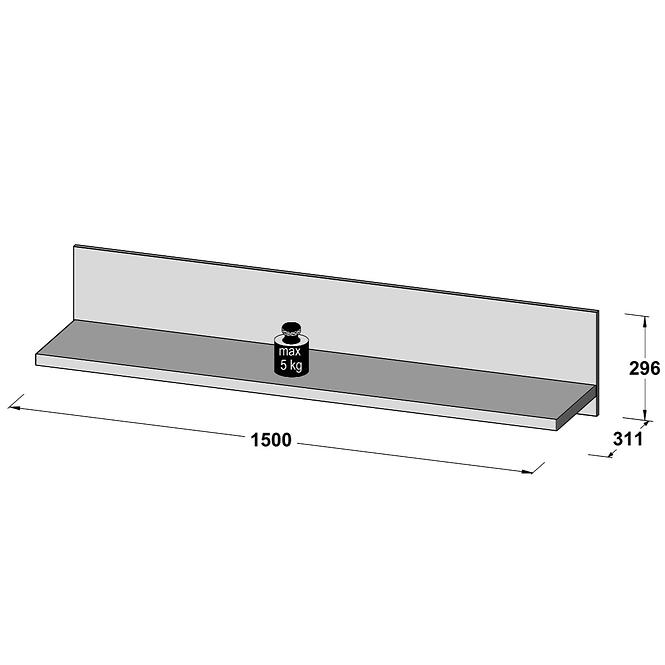 Regal Brugia 150cm Grau/Weißer Glanz