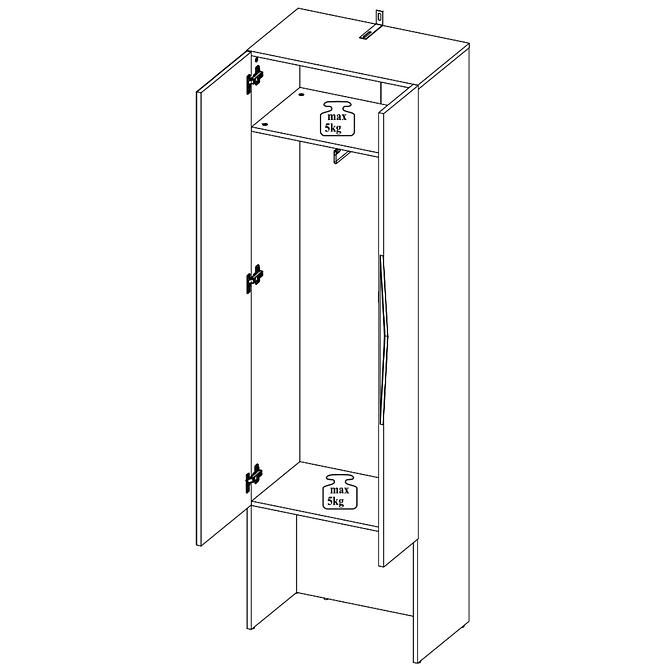 Schrank Lucca Spiegel 60cm Weiß