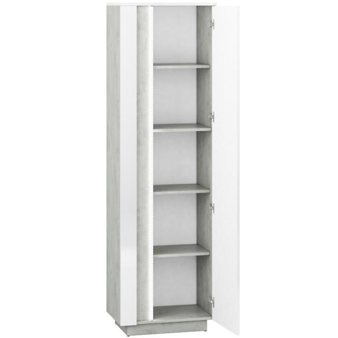 Schrank Lumes 60cm Weiß Glanz/Beton