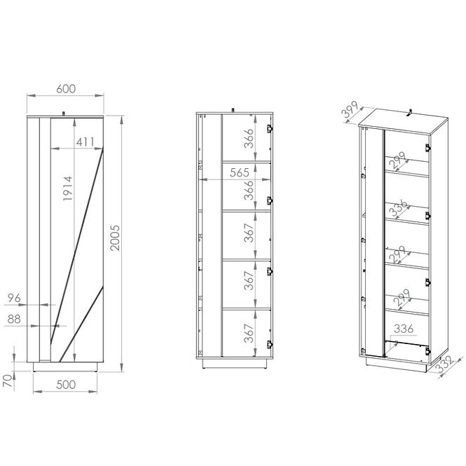 Schrank Lumes 60cm Weiß Glanz/Beton