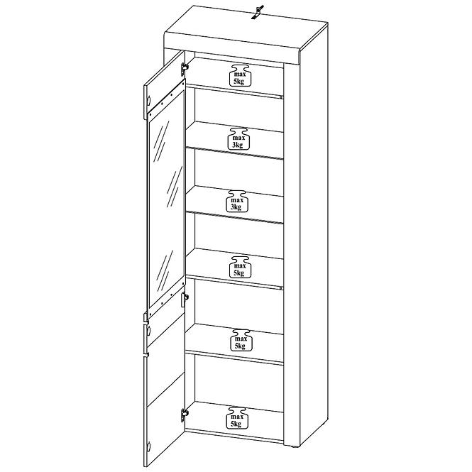 Vitrine Kama 97cm Eiche Carmague/Schwarz Matt