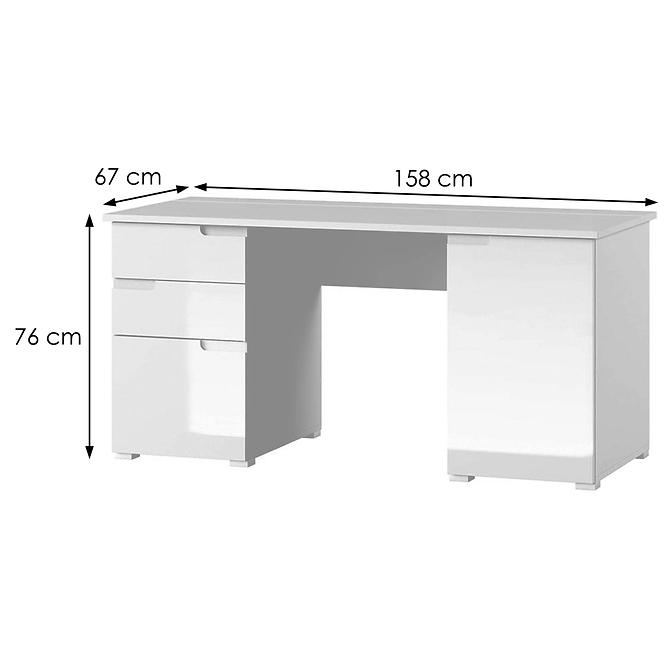 Schreibtisch Selene 158cm Weiß Matte/Glänzend