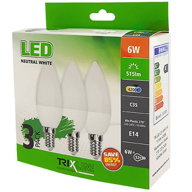 Glühbirne LED (3-PACK) C35 6W E14 4200K