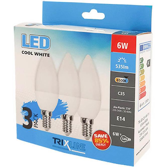 Glühbirne LED (3-PACK) C35 6W E14 6500K