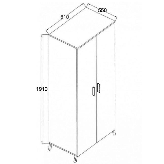 Schrank John 81cm Eiche Lefkas/Schwarz