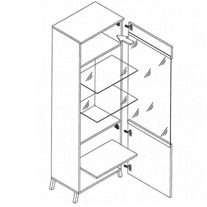 Vitrine John 61cm Eiche Lefkas/Schwarz