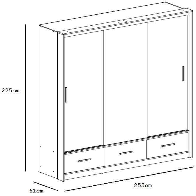 Schrank Marsylia 255cm Weiß/Spiegel