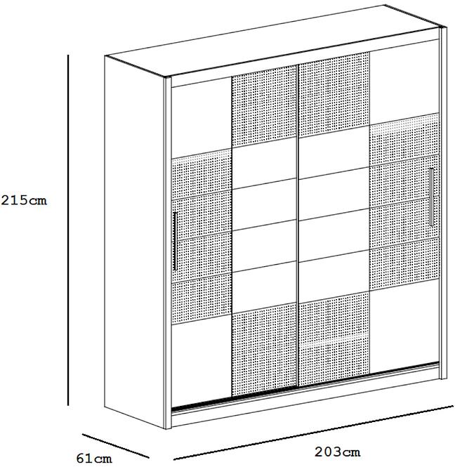 Schrank Aruba 203cm Graphit/Spiegel