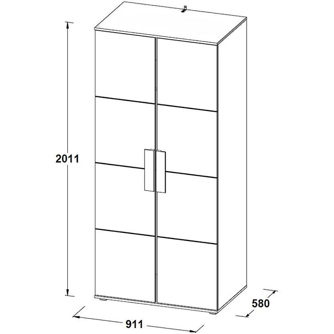 Schrank Arkina 91cm Weiß/Eiche Artisan