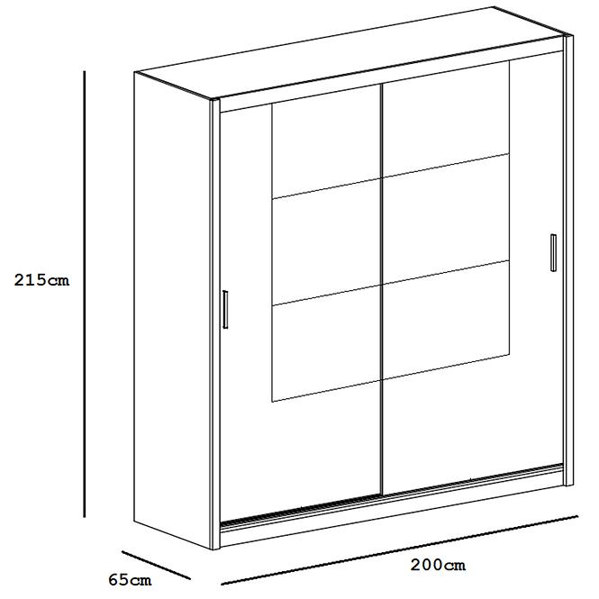 Schrank Santiago 200cm Graphit/Spiegel