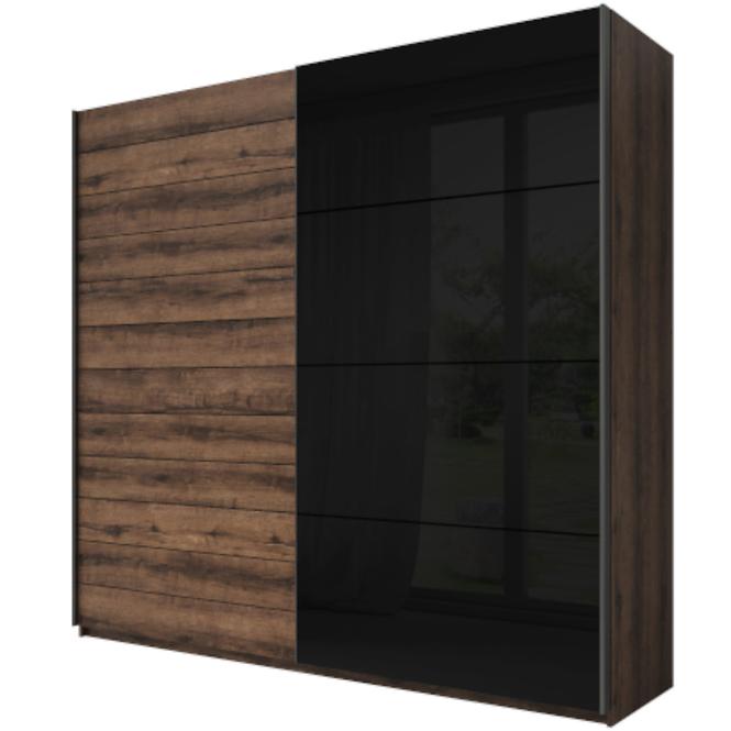 Schrank Galaxy 270cm eiche monastery/schwarz glas